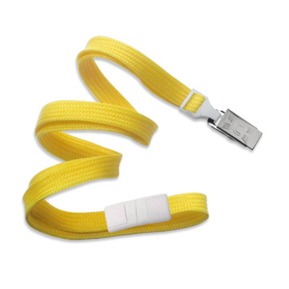 Yellow Lanyard with Safety Breakaway and Bulldog Clip, 100 per Pack W5332
