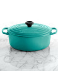 Turquoise Enameled Cast Iron 5 qt. Oval French Oven T521