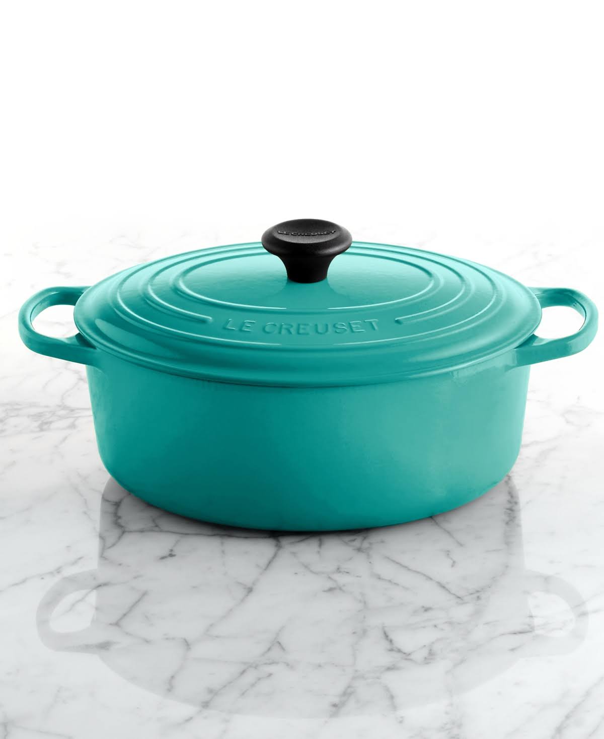 Turquoise Enameled Cast Iron 5 qt. Oval French Oven T521