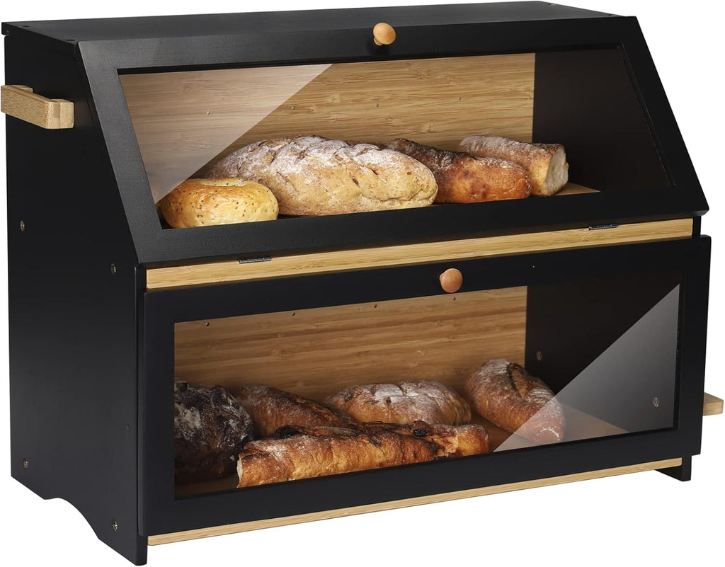 Double Extra Large Bamboo Bread Box with Cutting Board M301
