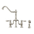 Whitehaus Twisthaus Plus Bridge Faucet with Long Traditional Swivel Spout Lever Handles and Solid Brass Side Sp F447
