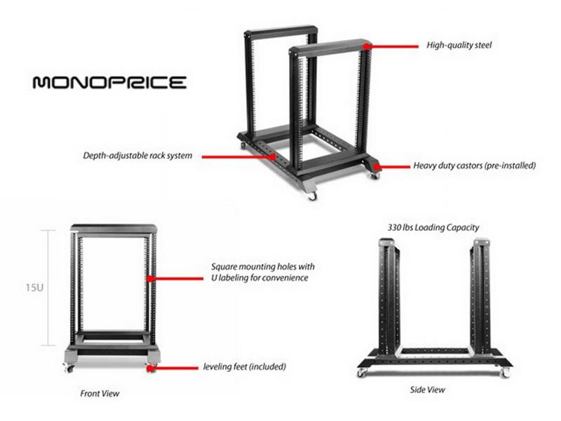 15u 4 Post Open Frame Rack W682