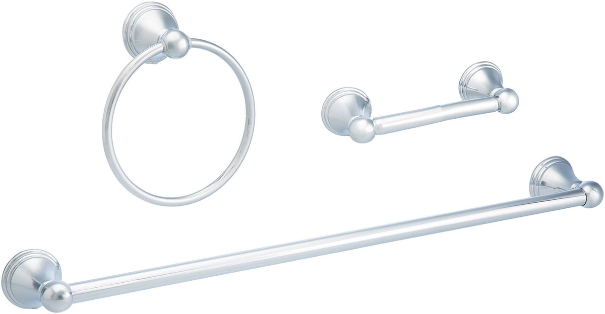 Polished Chrome 3 Piece Bathroom Hardware Set B901