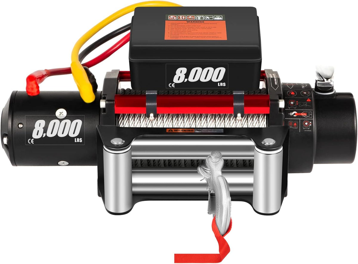 8000lb 12V Electric Winch with Wireless Remote Control Steel Cable V372