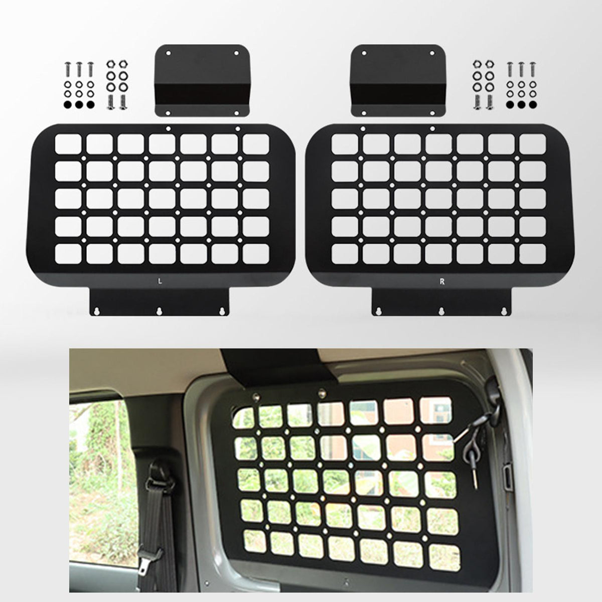 2x Rear Window Side Storage Racks Internal Expansion Accessories Multifunction Rack Rear Cargo Luggage Storage Carrier B415085