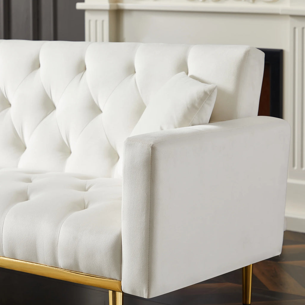 White Convertible Folding Futon Sofa Bed O27313