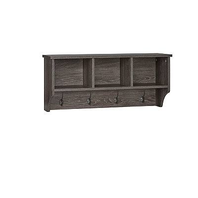 Wood Wall Shelf with Hooks P6611