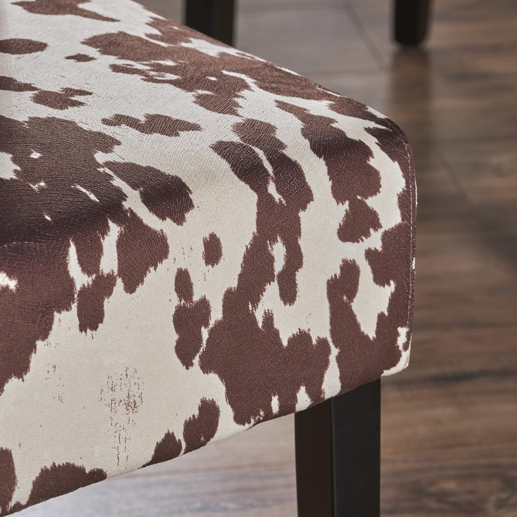 Milk Cow Dark Brown Velvet Dining Chairs, 2-Pcs Set L999