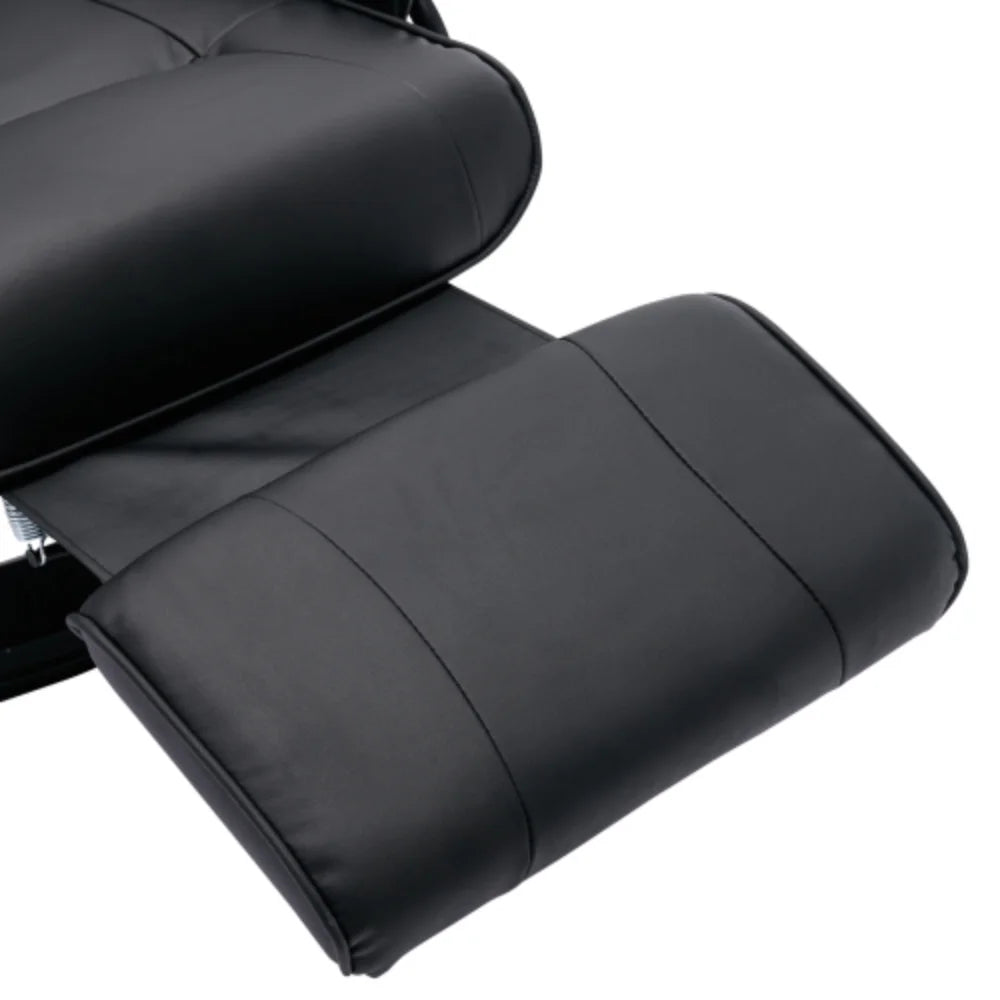 Black Faux Leather Swivel Recliner with Footrest B8494