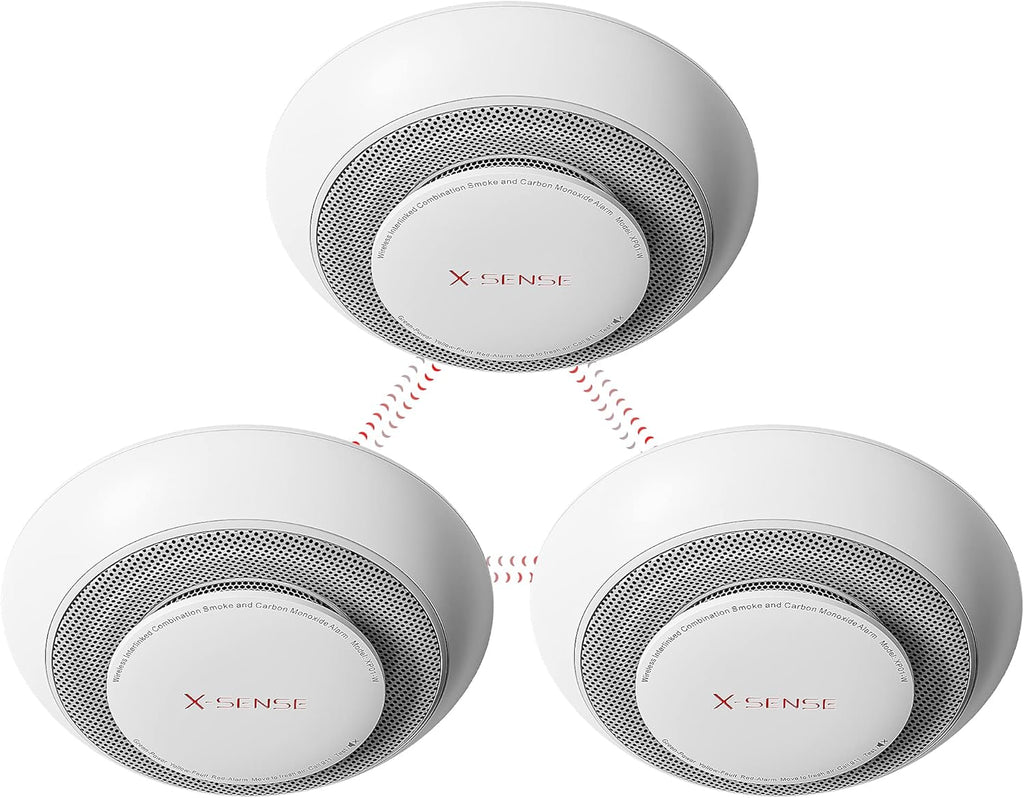 10 Years Battery Wireless Interconnected Combination Smoke and Carbon Monoxide Detector Alarm, 3-Pack U64331