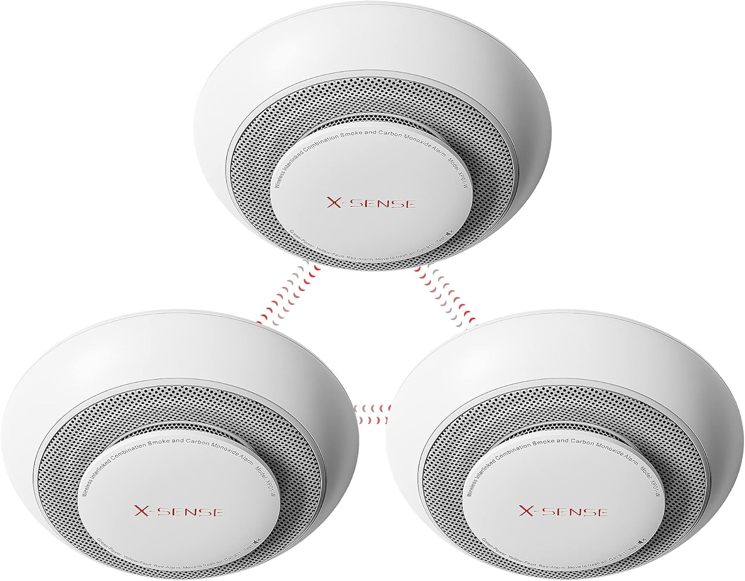 10 Years Battery Wireless Interconnected Combination Smoke and Carbon Monoxide Detector Alarm, 3-Pack U64331