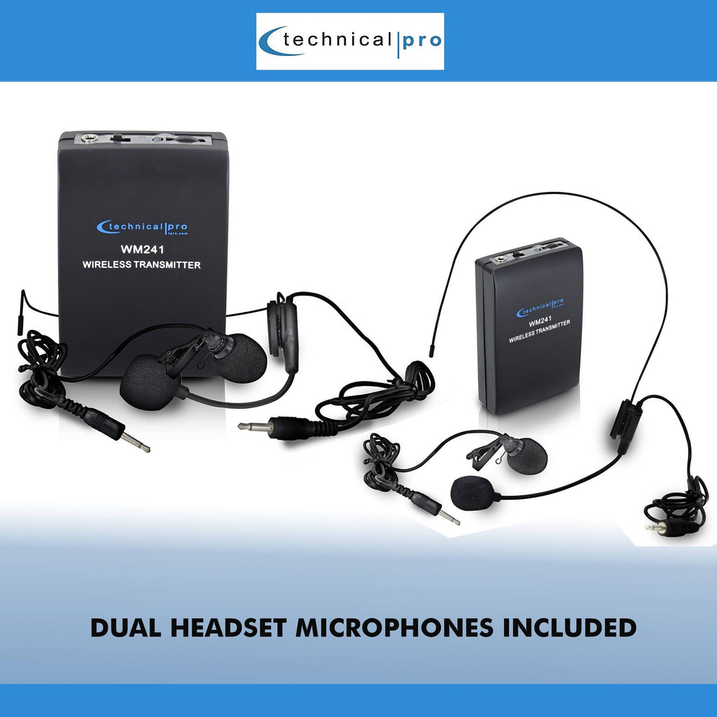 Dual Wireless Microphone System VHF High Band Microphone Set, 2 Mics, 2 Lapel Mic, Black S56622