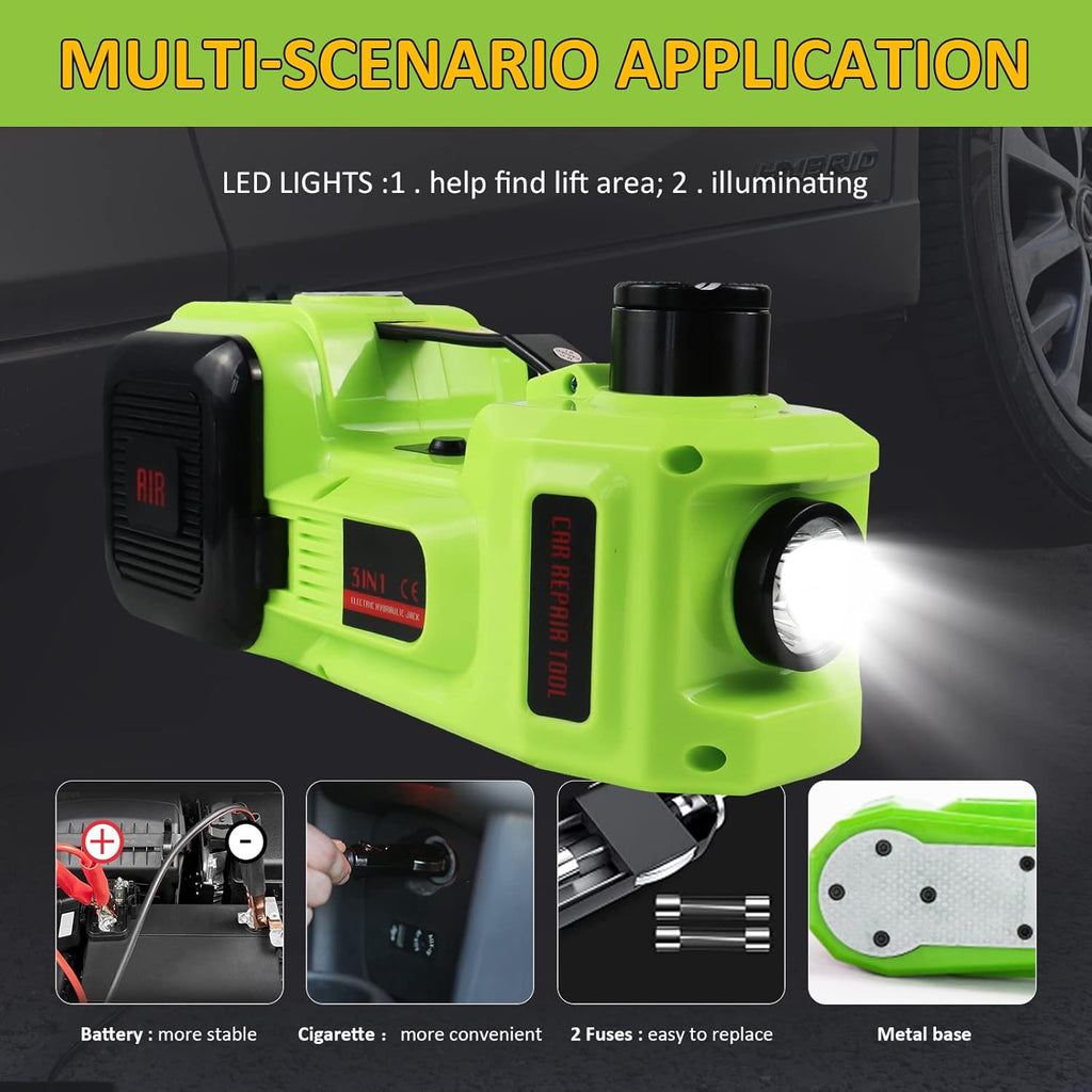5T Hydraulic Electric Car Jack with Impact Wrench, Tire Inflator and LED Light C378747