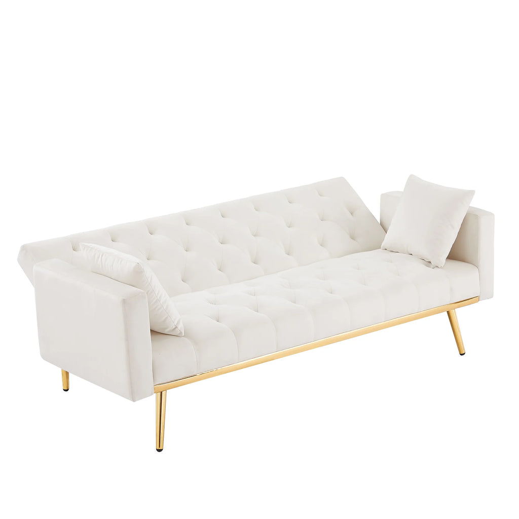 White Convertible Folding Futon Sofa Bed O27313