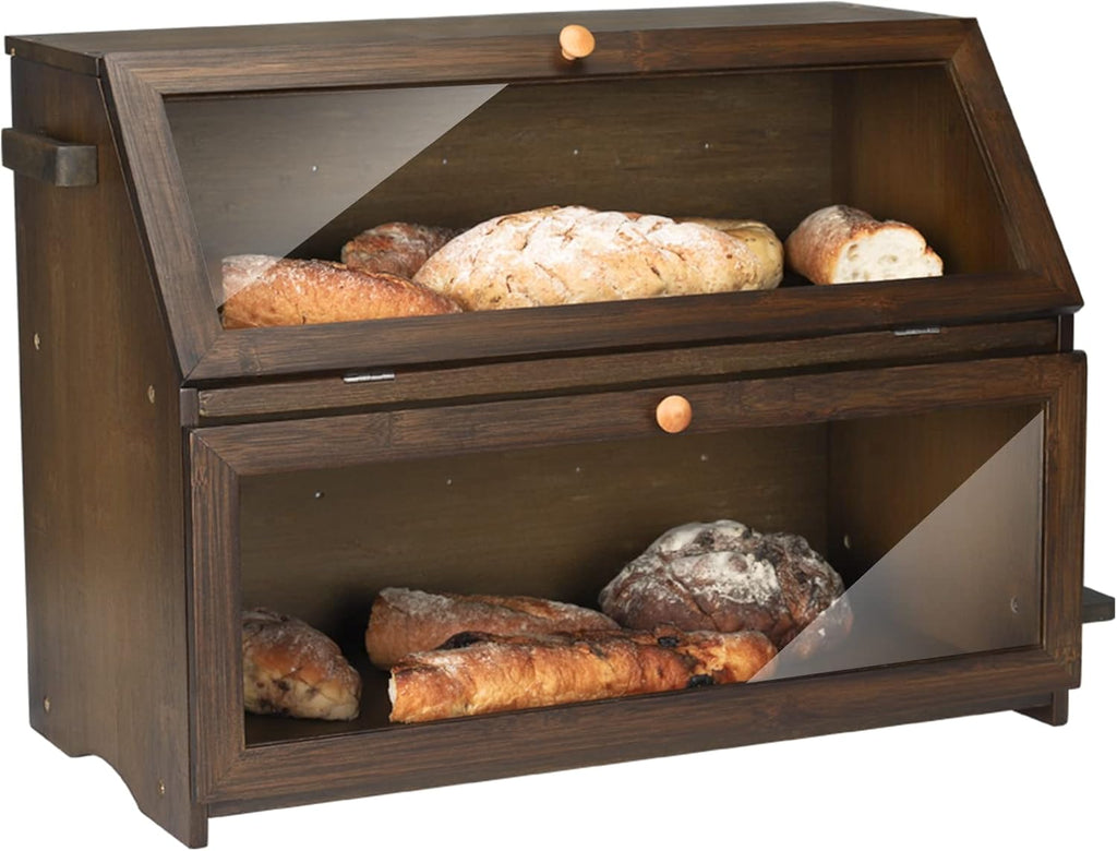 Double Extra Large Bamboo Bread Box with Cutting Board M301