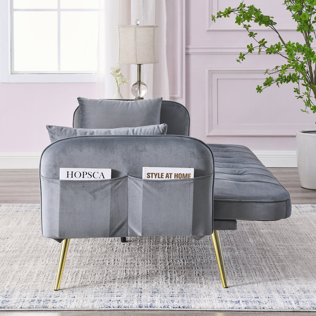 Grey Convertible Velvet Sofa Bed I692