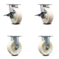 Swivel Top Plate Caster Set of 4 with 6 inch x 2 inch White Wheels R267