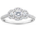 7/8 Carat 3-Stone Halo Diamond Engagement Ring White Gold P58142