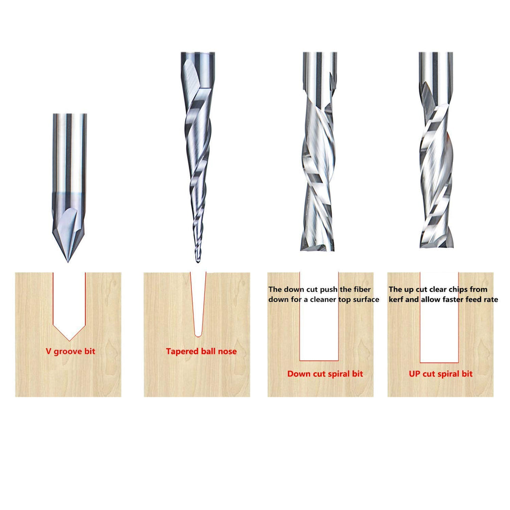 1/4 Inch Shank Solid Carbide CNC Router Bits Carving Set U313