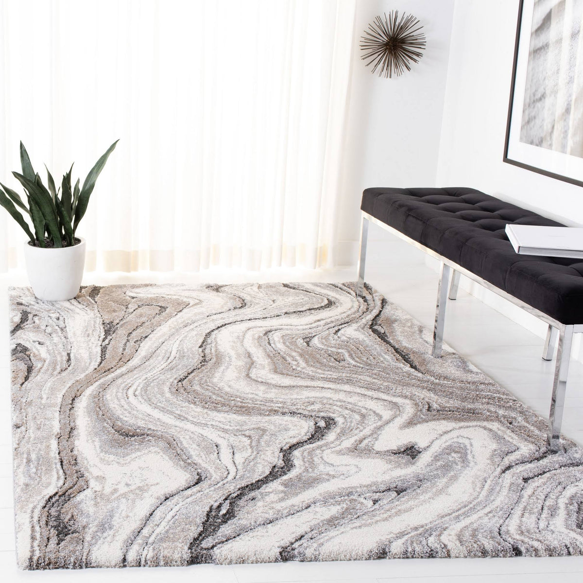 Shag Rug Grey / Beige 4-5 x 6-5 J7428