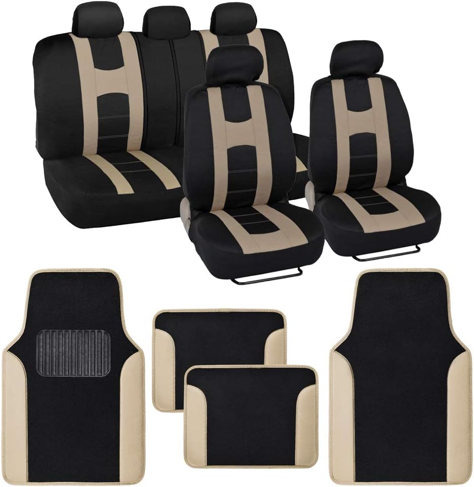 Light Gray Full Set Seat Covers with Car Floor Mats U95578