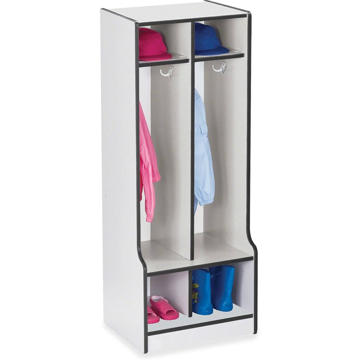 Black 2 Section Coat Locker with Step A825209