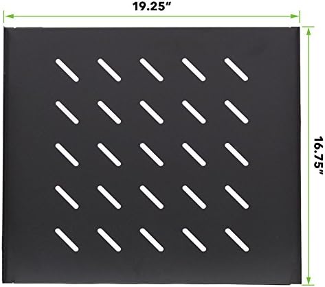 1U 19-Inch Vented Black Network Cabinet Shelf Pack of 2 J597152