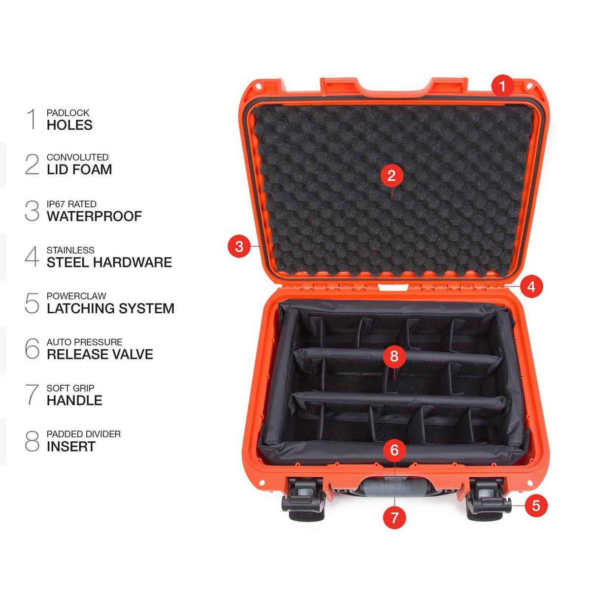 Orange Case with Padded Dividers E333