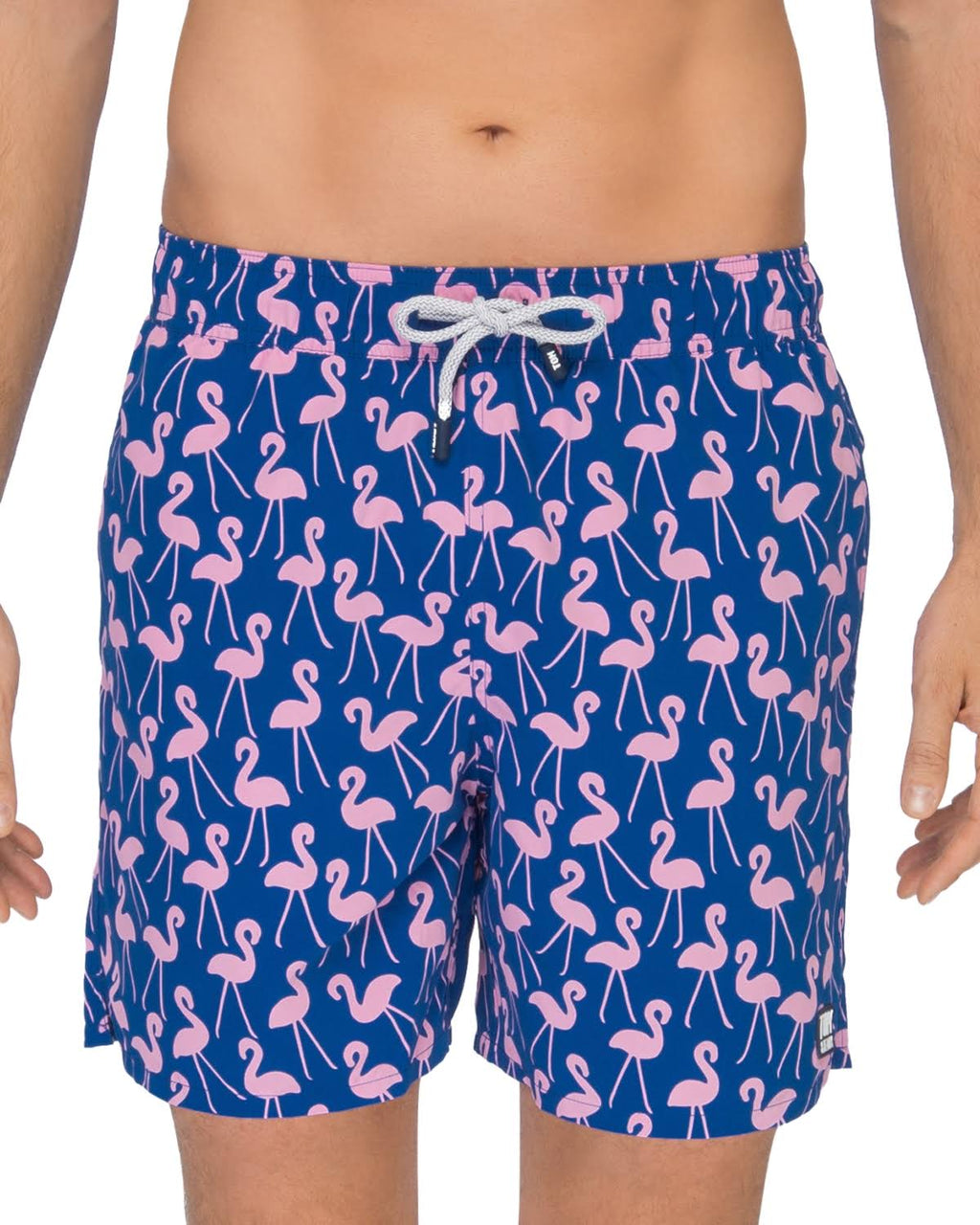 Rose/ Blue Flamingo Print Swim Trunks L4708