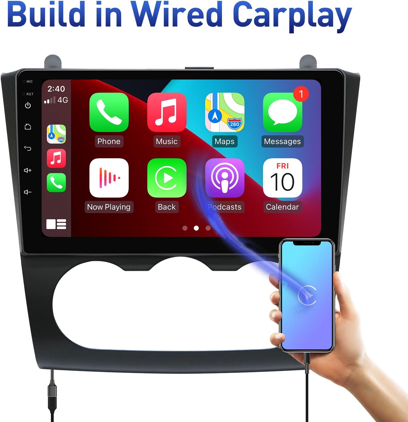 Car Radio Navigation Stereo with Carplay Android Auto Bluetooth FM AM RDS AHD Rear View Camera H462