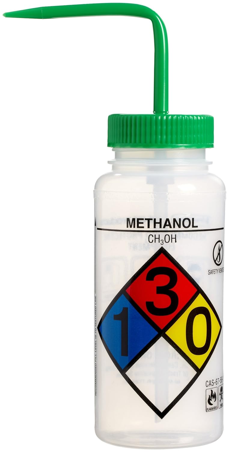 4-Color Wide-Mouth Wash Bottles, 500ml (16oz), Polyethylene, Pack of 4 N608123