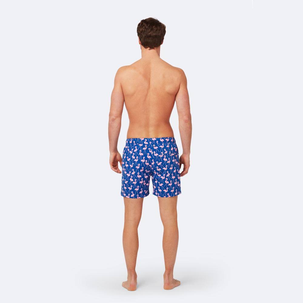 Rose/ Blue Flamingo Print Swim Trunks L4708