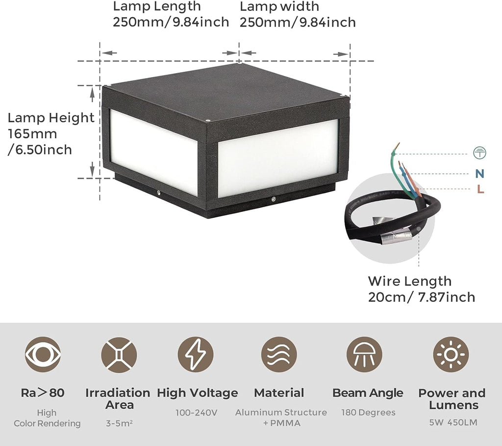 Outdoor Post Light LED Deck Cap Light with IP54 Waterproof E26 Bulb I6128