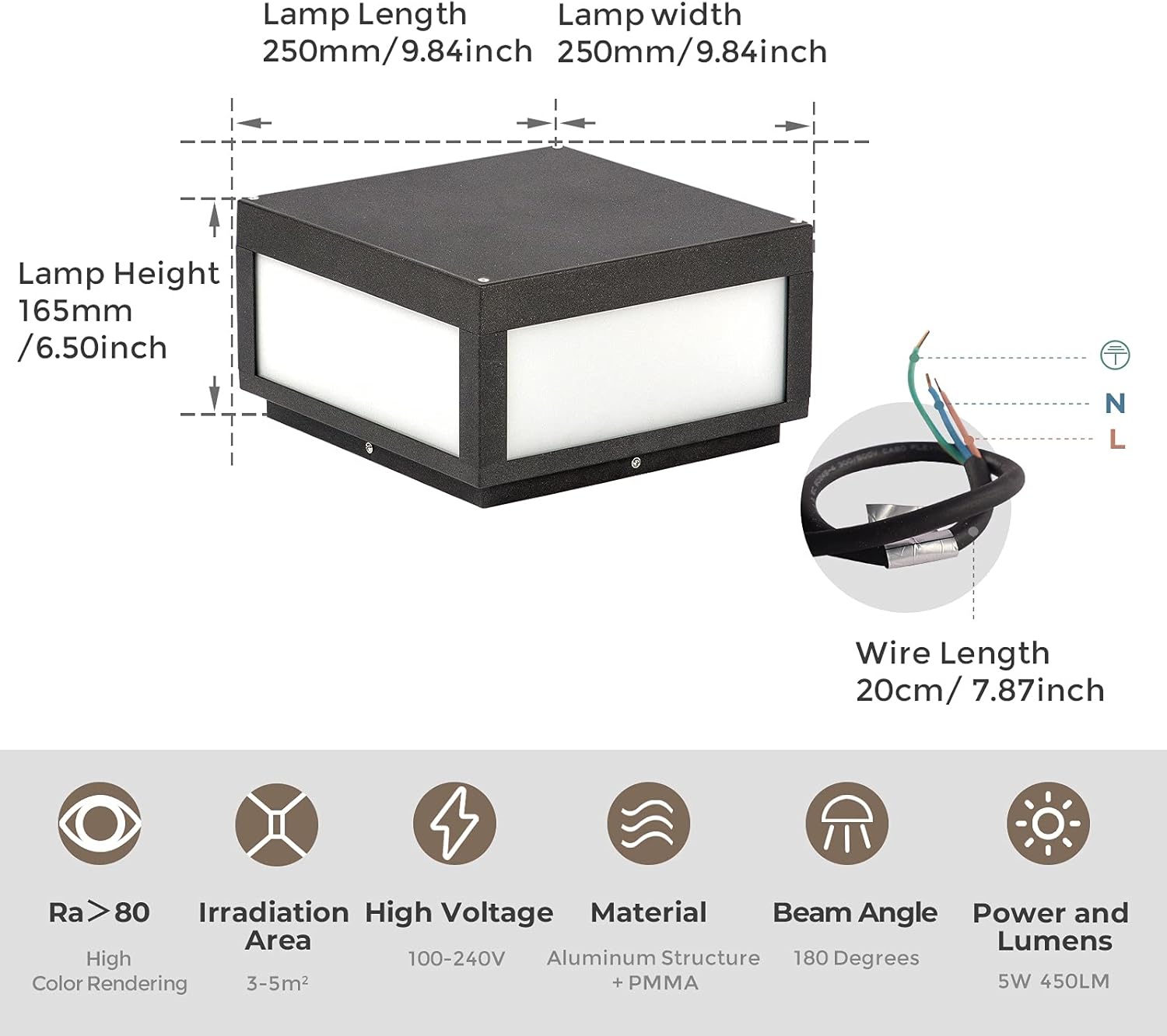 Outdoor Post Light LED Deck Cap Light with IP54 Waterproof E26 Bulb I6128