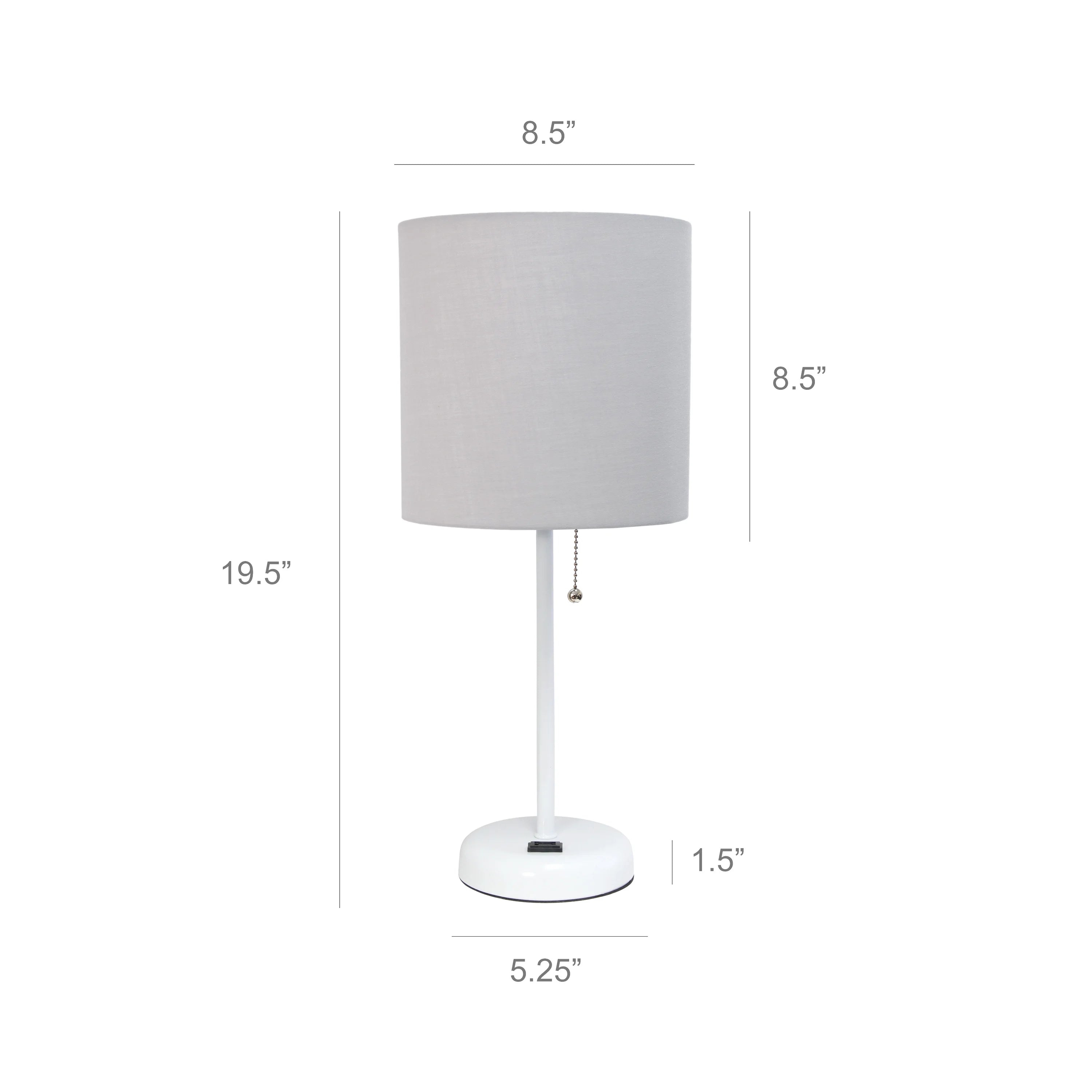 White Stick Lamp with Fabric Shade H4840
