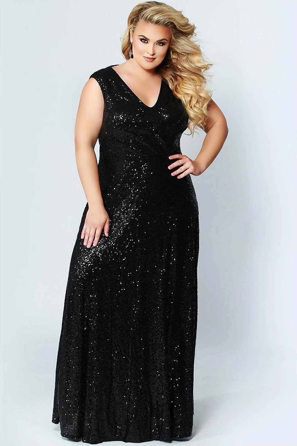 Sequins Plus Size Long Formal Gown U7257