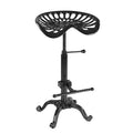 Industrial Style Cast Iron Tractor Seat Bar Stool Adjustable Height Swivel Metal Barstool Chair with Footrest B380169