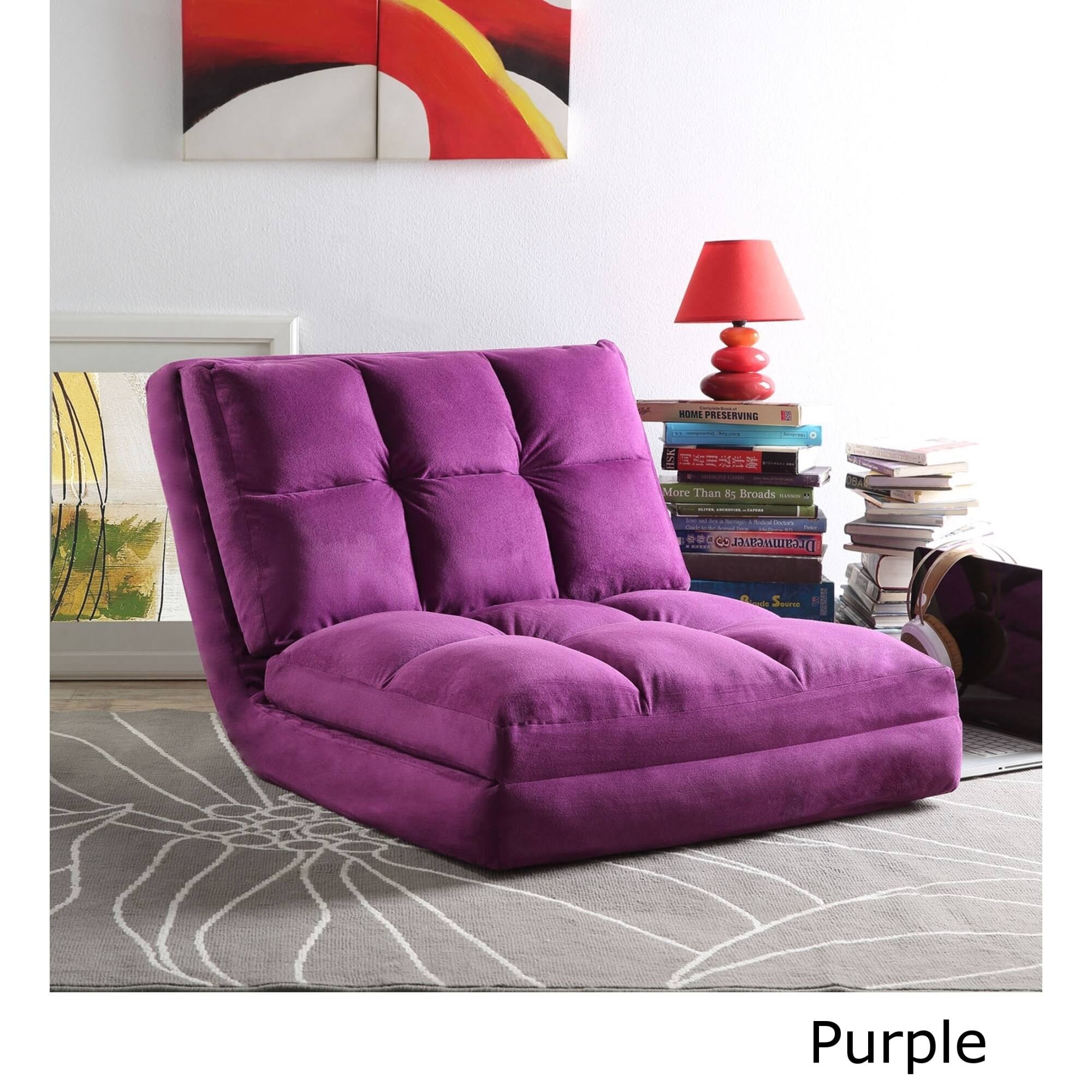 Purple Microsuede 5-Position Convertible Flip Chair Sleeper K26676