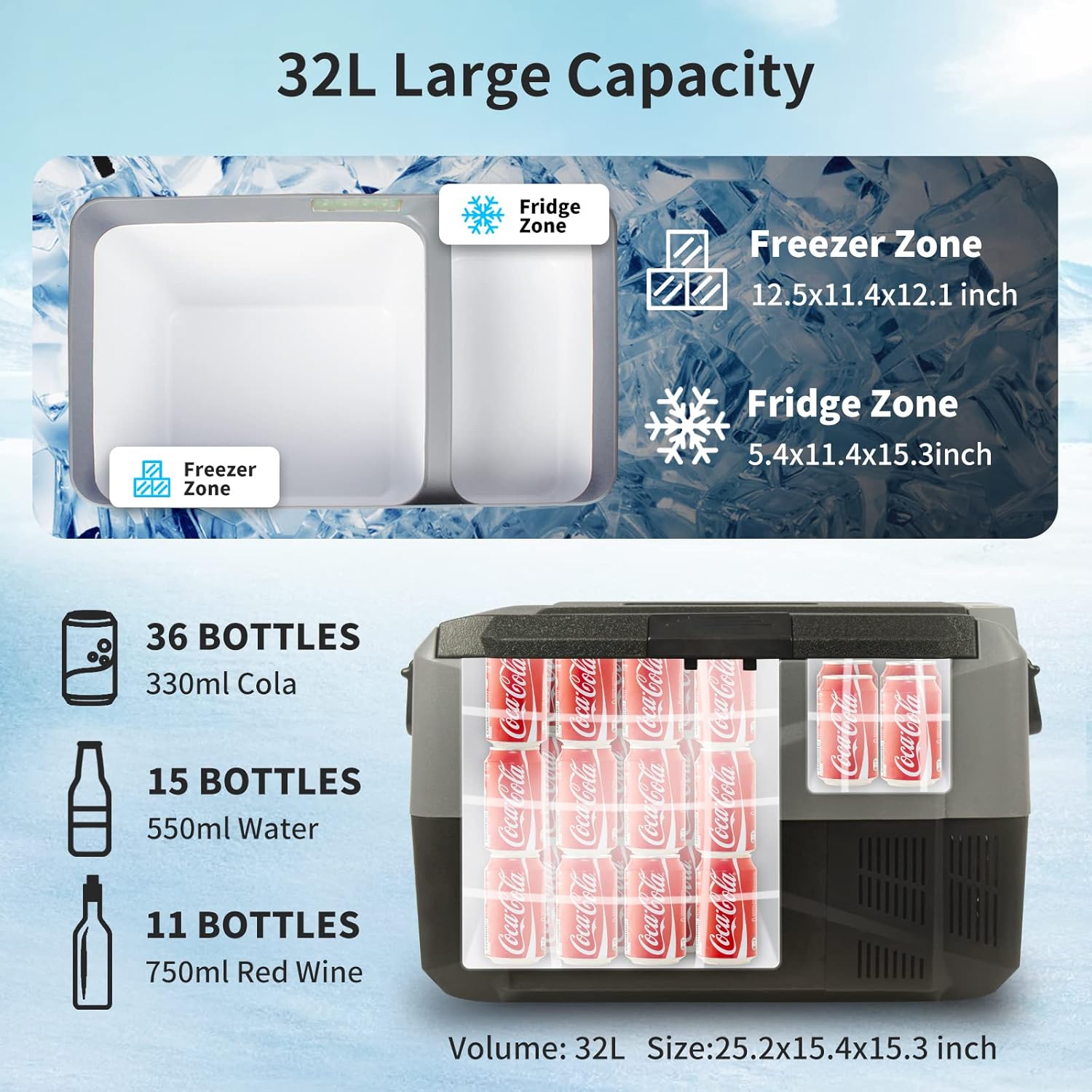30 Quart Dual Temperature Control Portable Fridge F84401