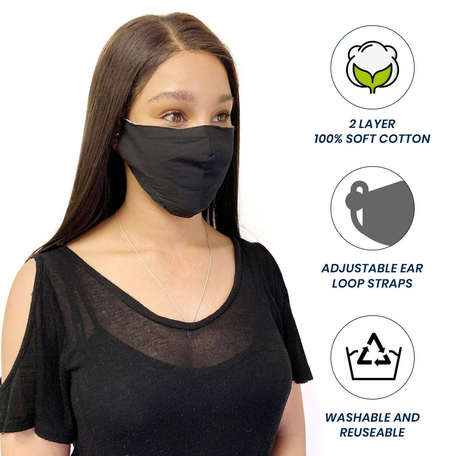 Cotton Face Mask Pack Washable Reusable Double Layer Adjustable Ear Unisex K90101