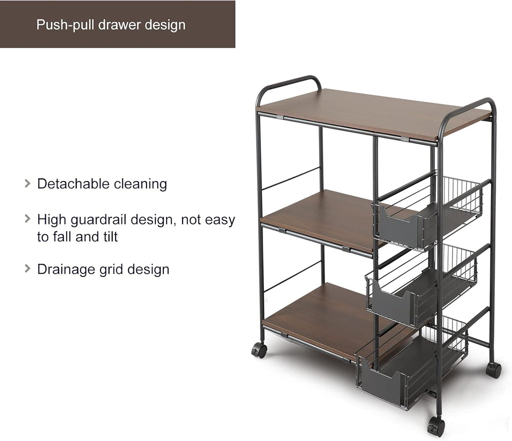 3-Tier Kitchen Standing Bakers Rack with Storage Basket Z474